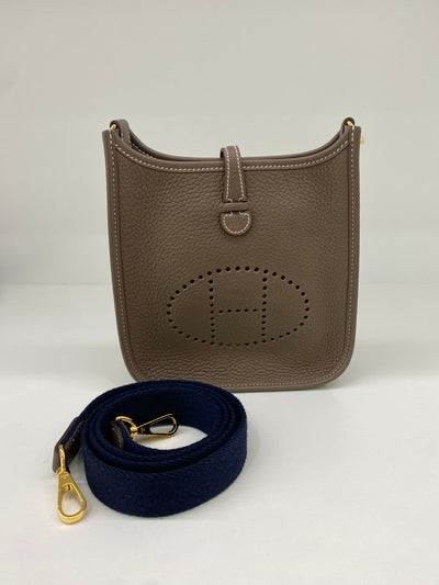 Hermes Mini Evelyne Etoupe GHW