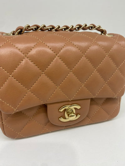 Chanel Mini Square Flap Brown Lambskin GHW