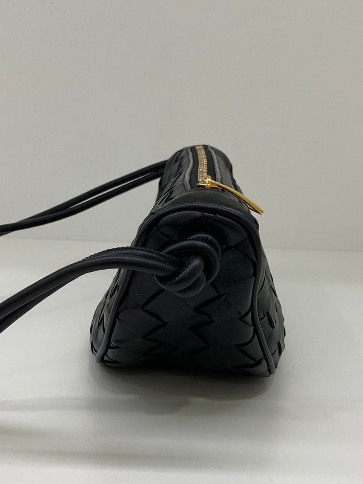 【Bottega Veneta】 Gemellini Pouch Black BOTTEGA VENETA Gemellini $1750 Black Leather Pouch New And