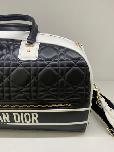 Dior Quilted Bowling Bag Luggage / White & Black