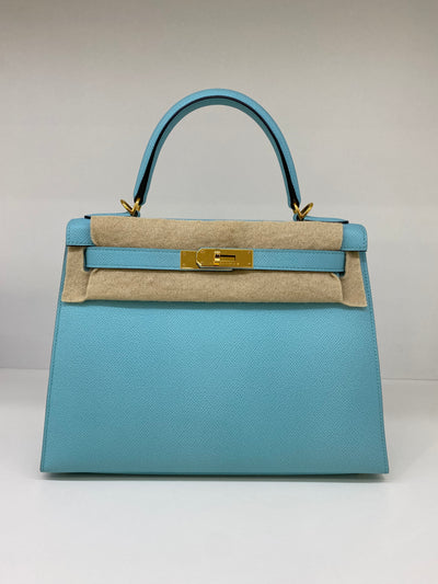 Hermes Kelly 28 Blue Atoll - Y Stamp GHW