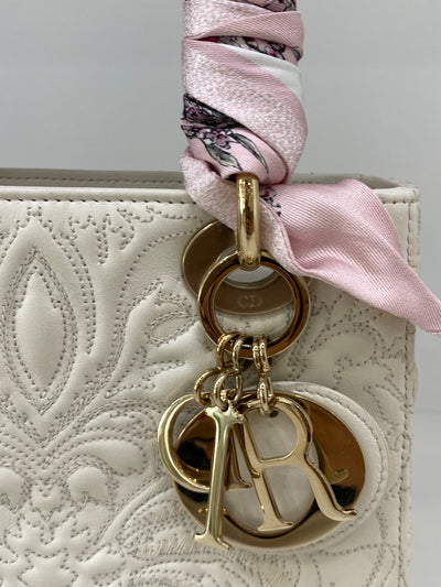 Christian Dior Lady Dior Small - White Embroidery