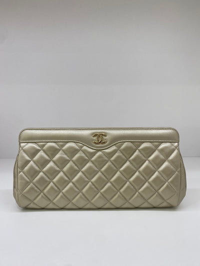 Chanel Gold Caviar Clutch