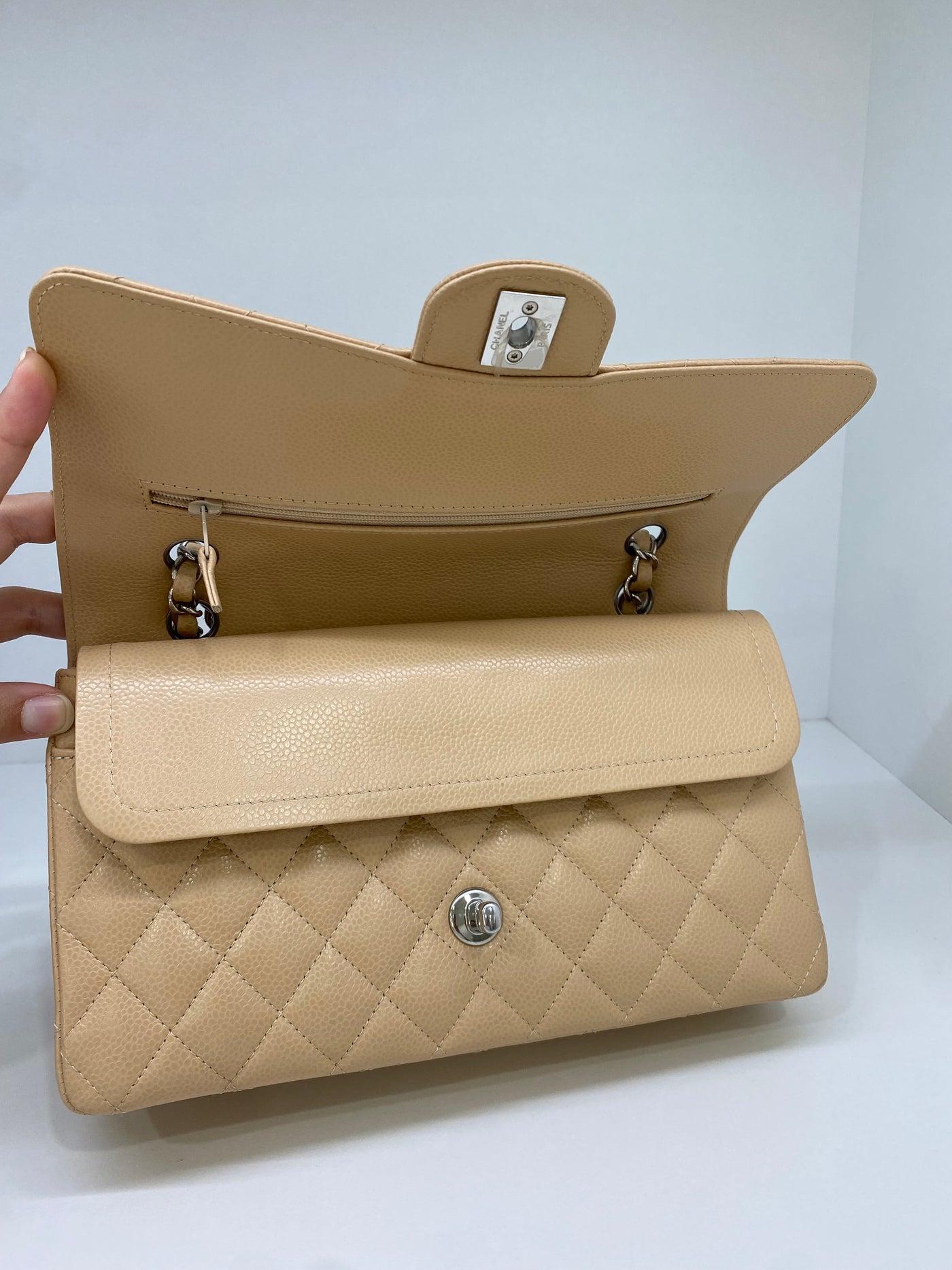 Chanel Classic Flap Medium Beige SHW