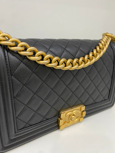 Chanel Boy Bag Black Caviar Medium GHW