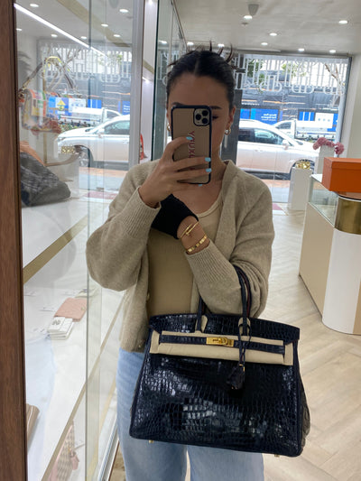 Hermes Birkin 35 Blue Marine Crocodile GHW