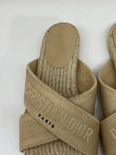 Christian Dior Sand Canvas Slides - Size 38.5