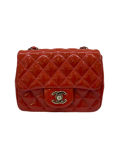 Chanel Square Mini Red/Pink Patent Classic Flap SHW