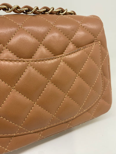 Chanel Mini Square Flap Brown Lambskin GHW