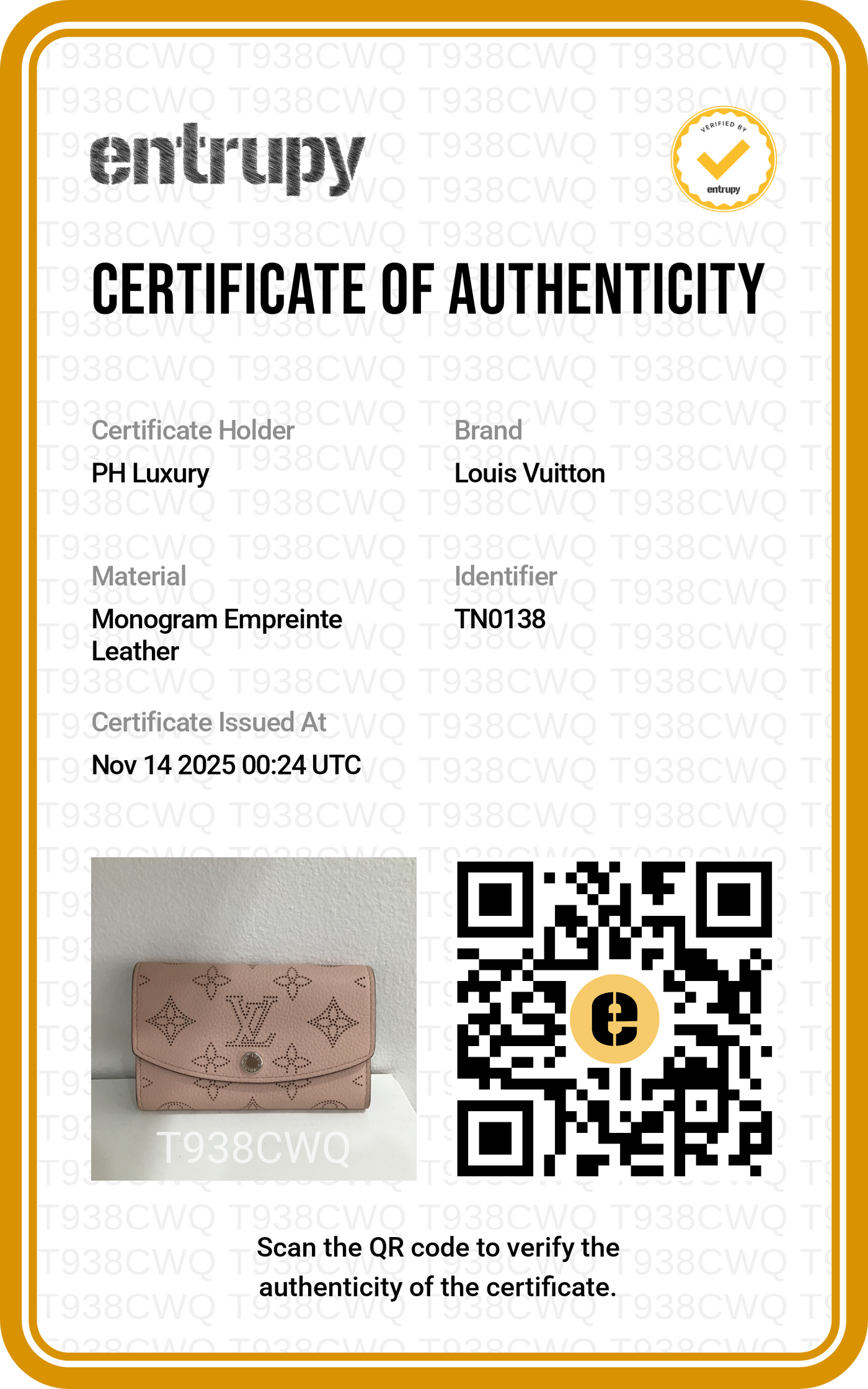 Louis Vuitton Pink Mahina Coin Purse