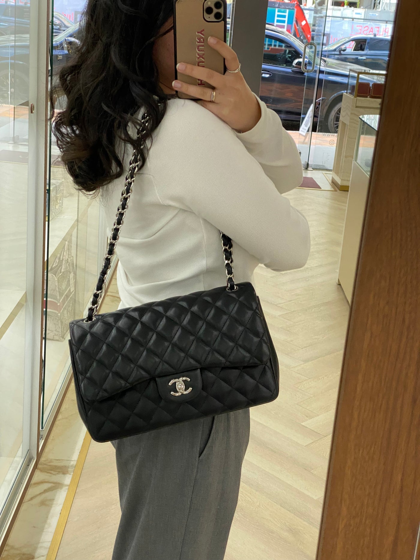 Chanel Classic Flap Jumbo Black Lambskin SHW