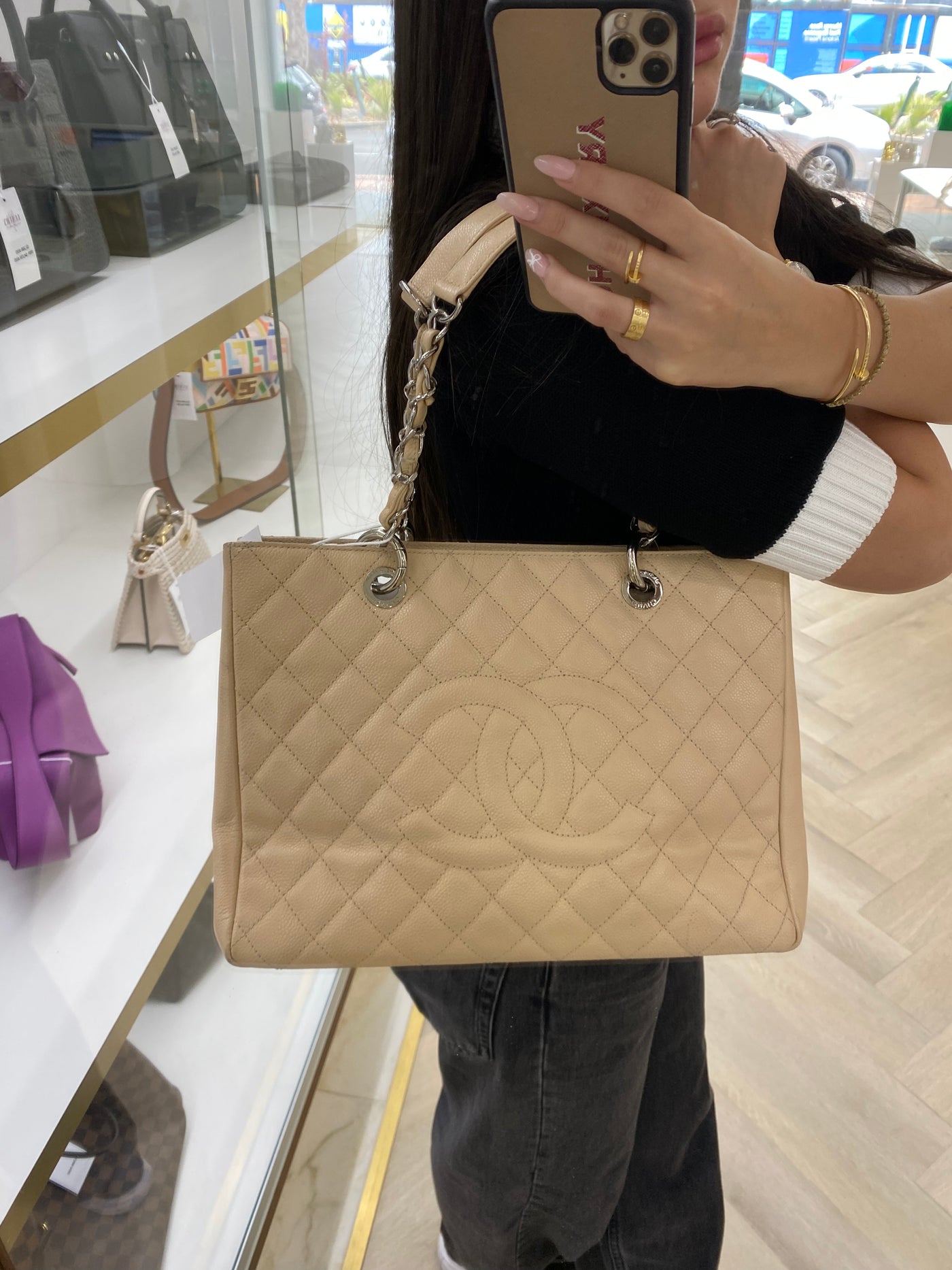 Chanel GST Tote Beige Caviar