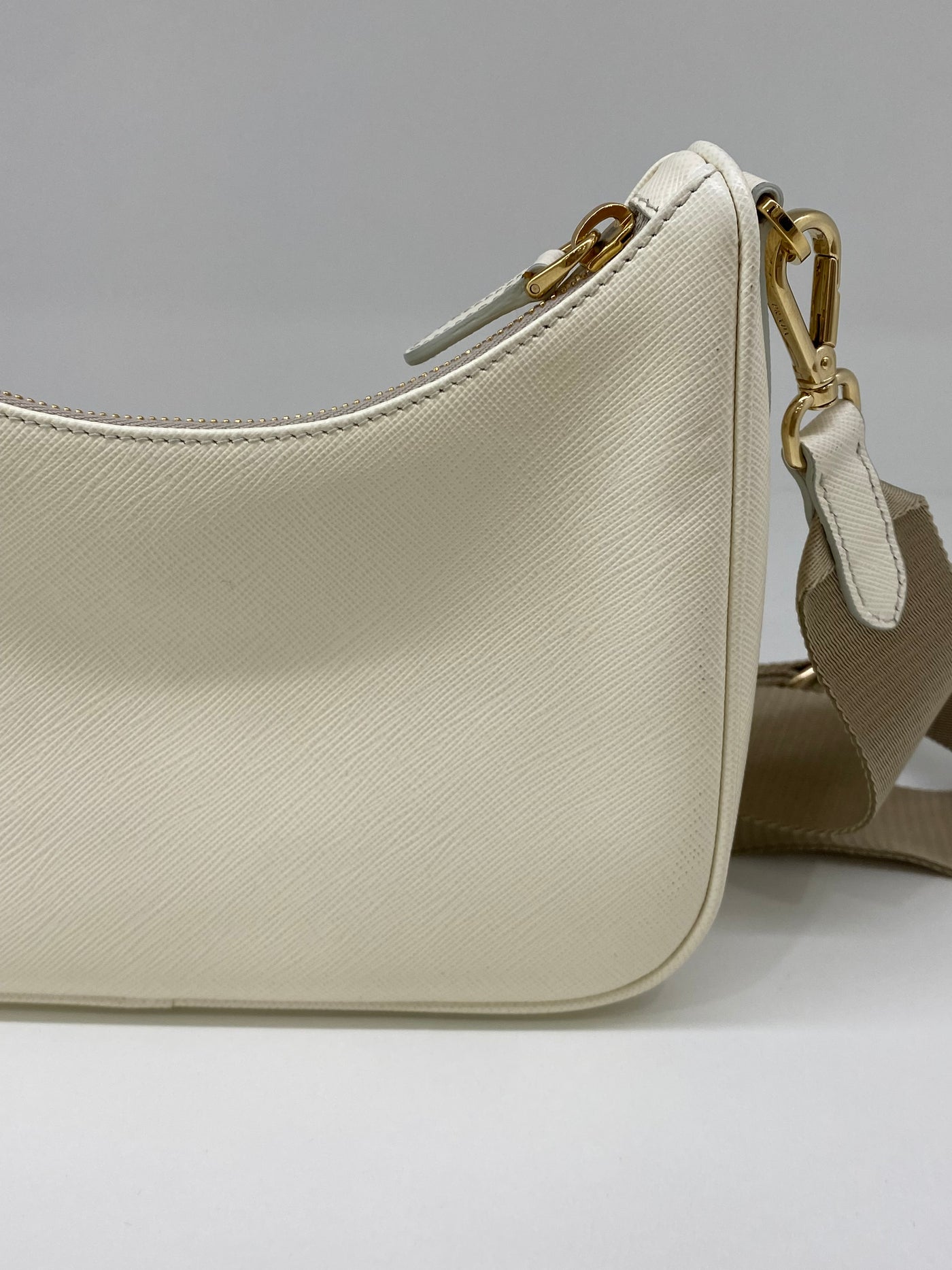 Prada Re-Edition Saffiano White GHW