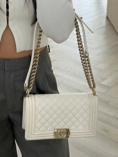 Chanel Boy Bag Medium White CGHW