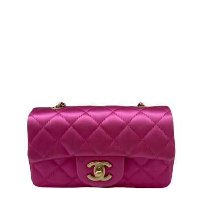 Chanel Satin Extra Mini Classic Flap - Pink Fushcia GHW - series 17