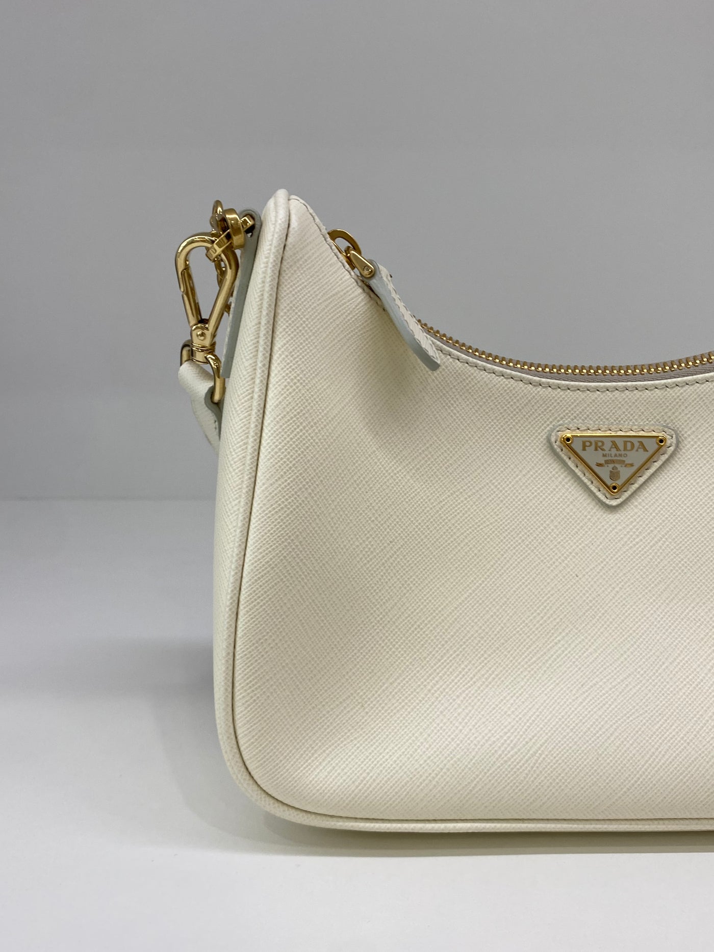 Prada Re-Edition Saffiano White GHW