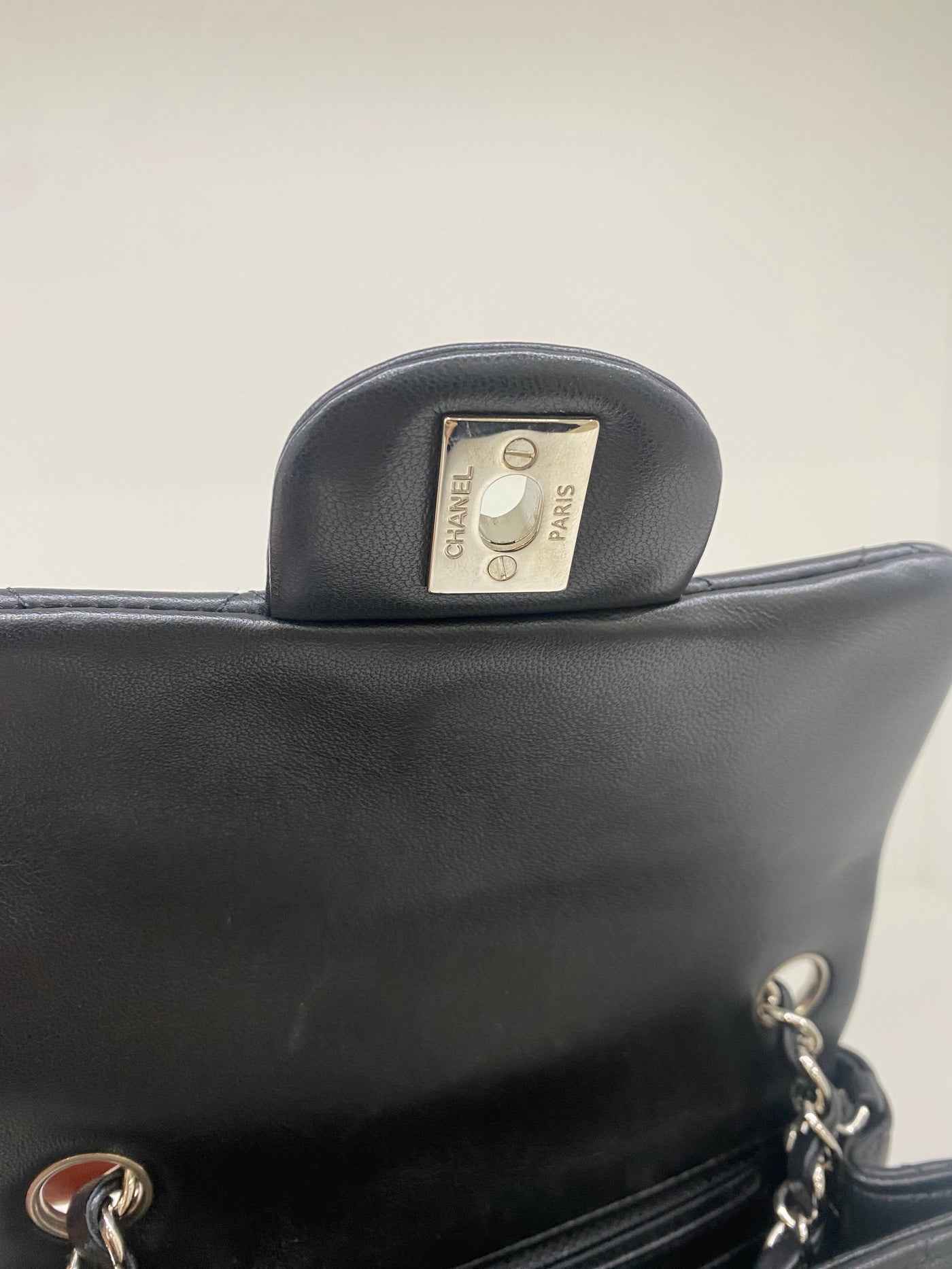 Chanel Mini Square Flap Black Lambskin SHW
