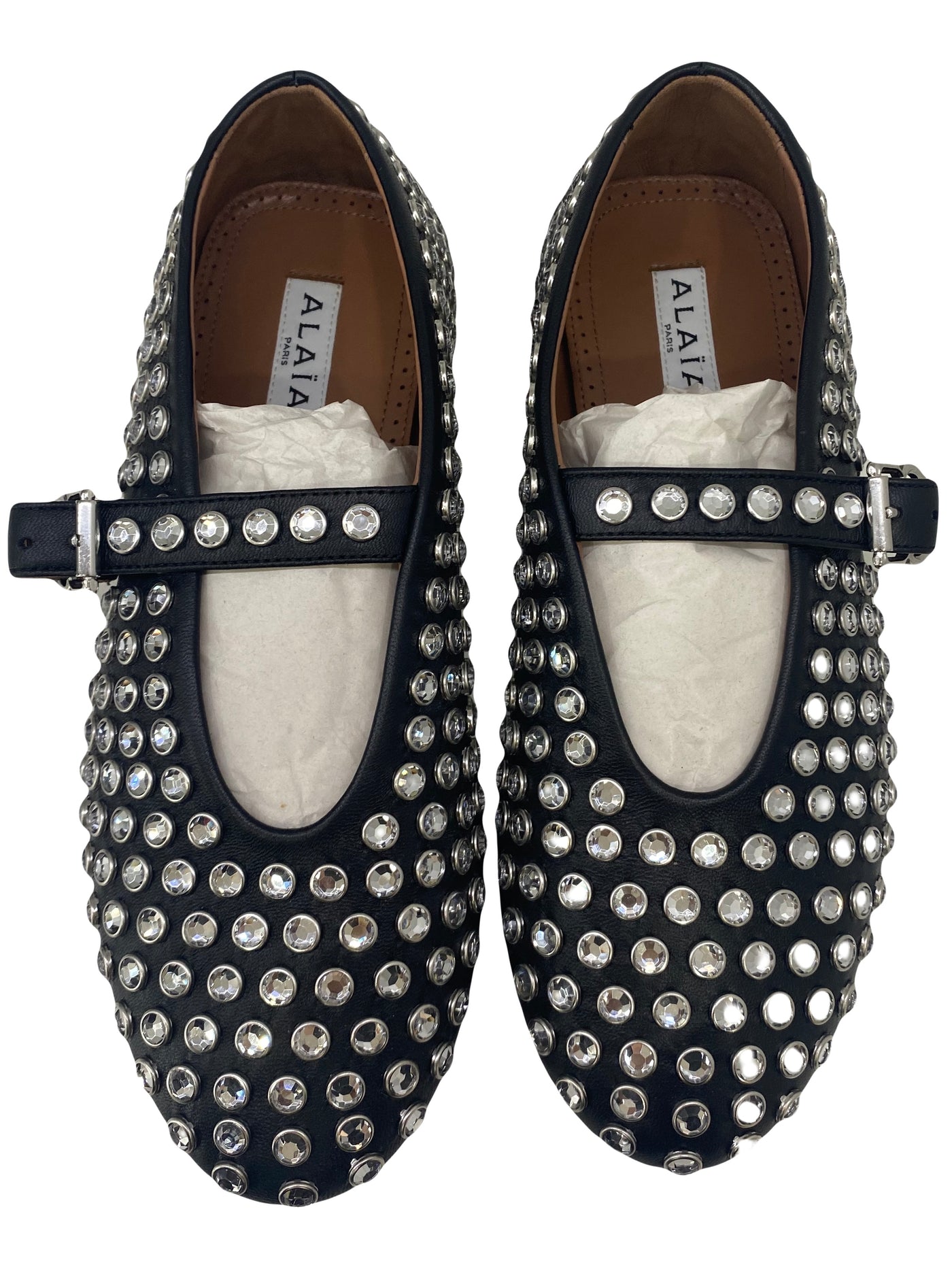 Alaia Ballet Flat Black Diamonte 37