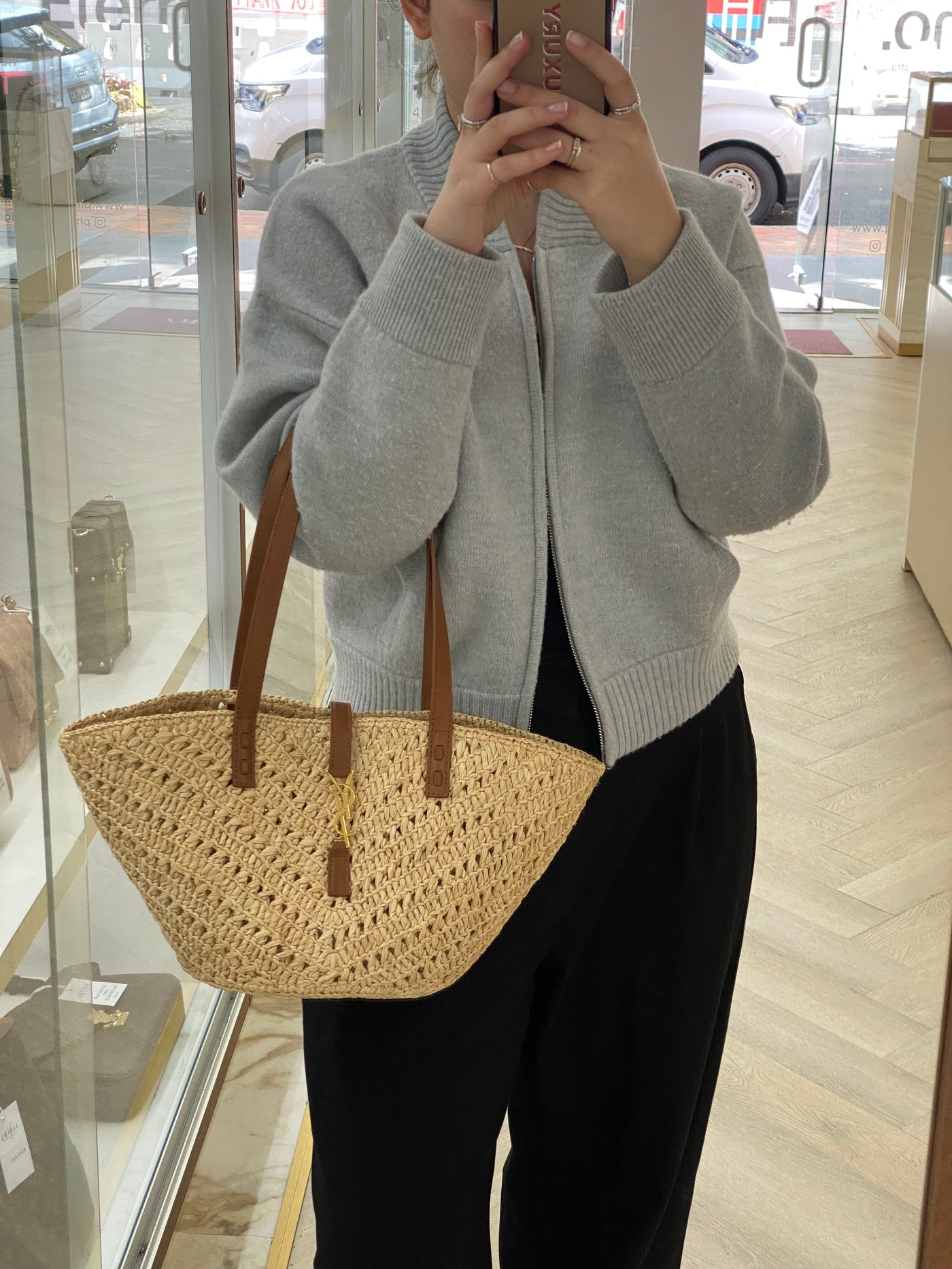 Saint Laurent Panier Raffia Tote