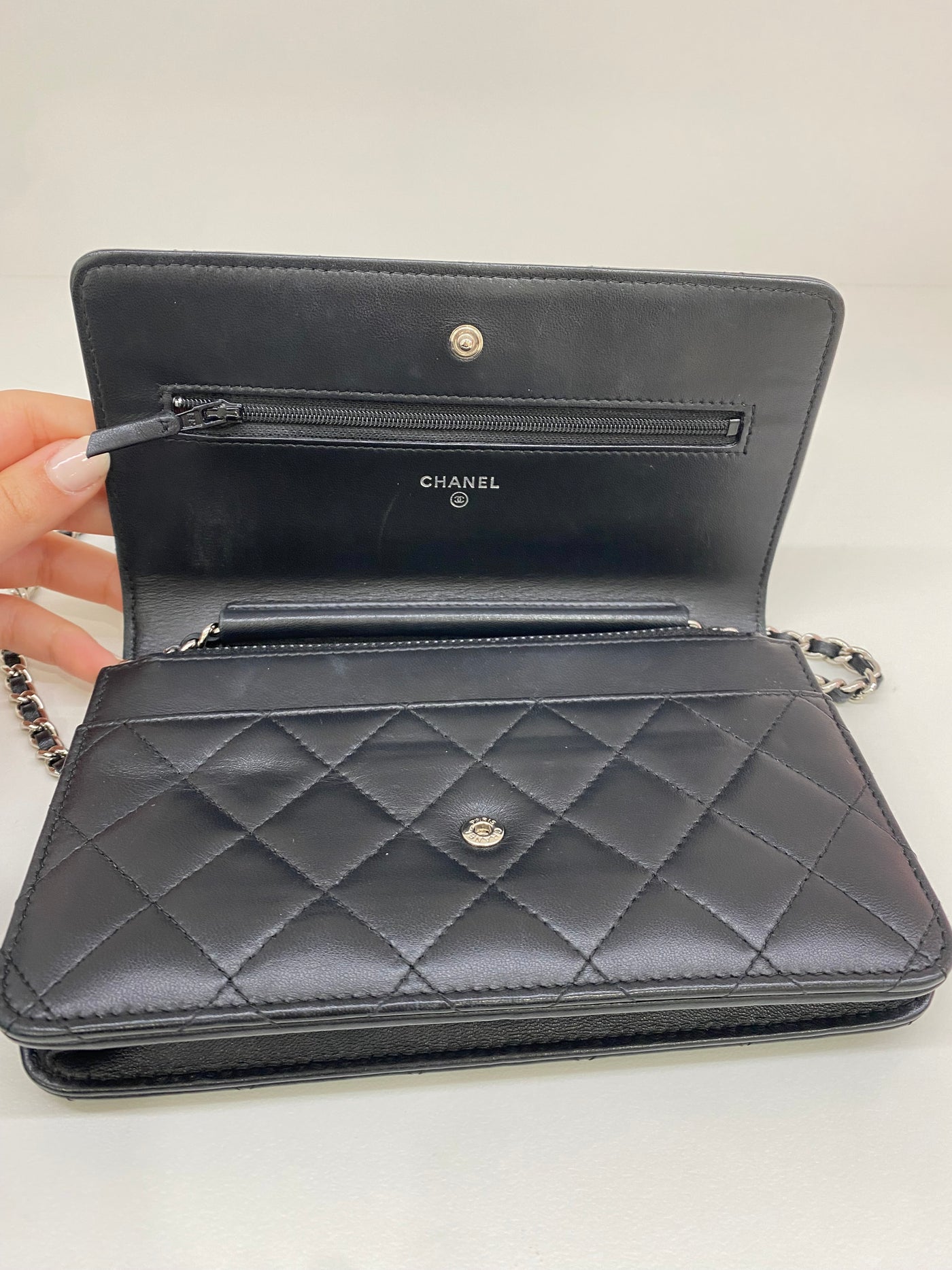 Chanel WOC Lambskin Black SHW