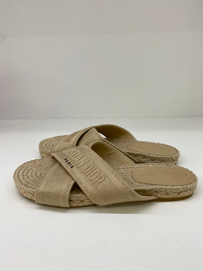 Christian Dior Sand Canvas Slides - Size 38.5