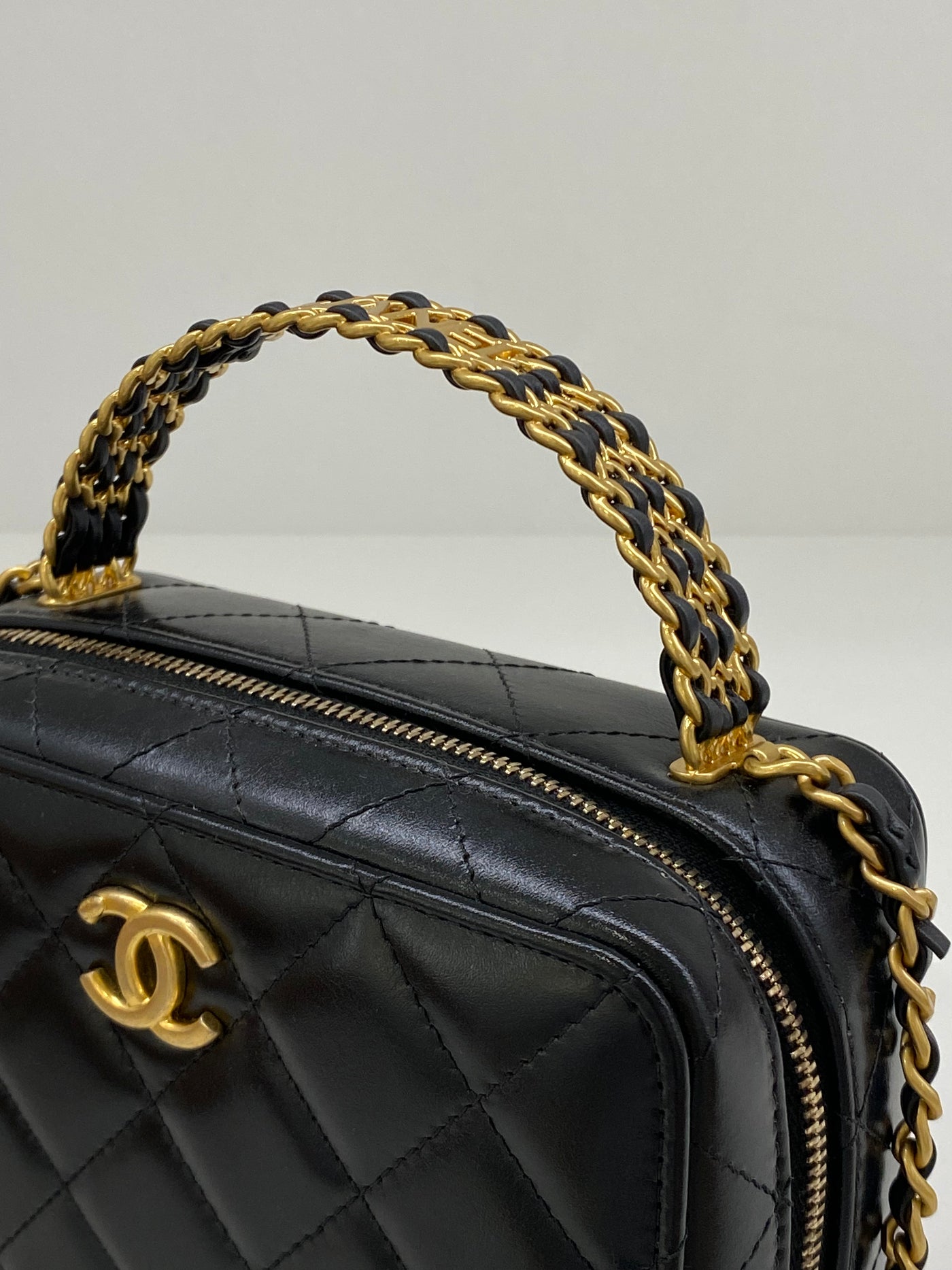 Chanel Vanity Top Handle Black Lambskin