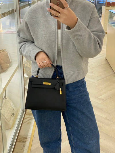 Hermès Kelly 25 Sellier Noir GHW