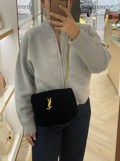 Saint Laurent Velvet LouLou Bag Black GHW
