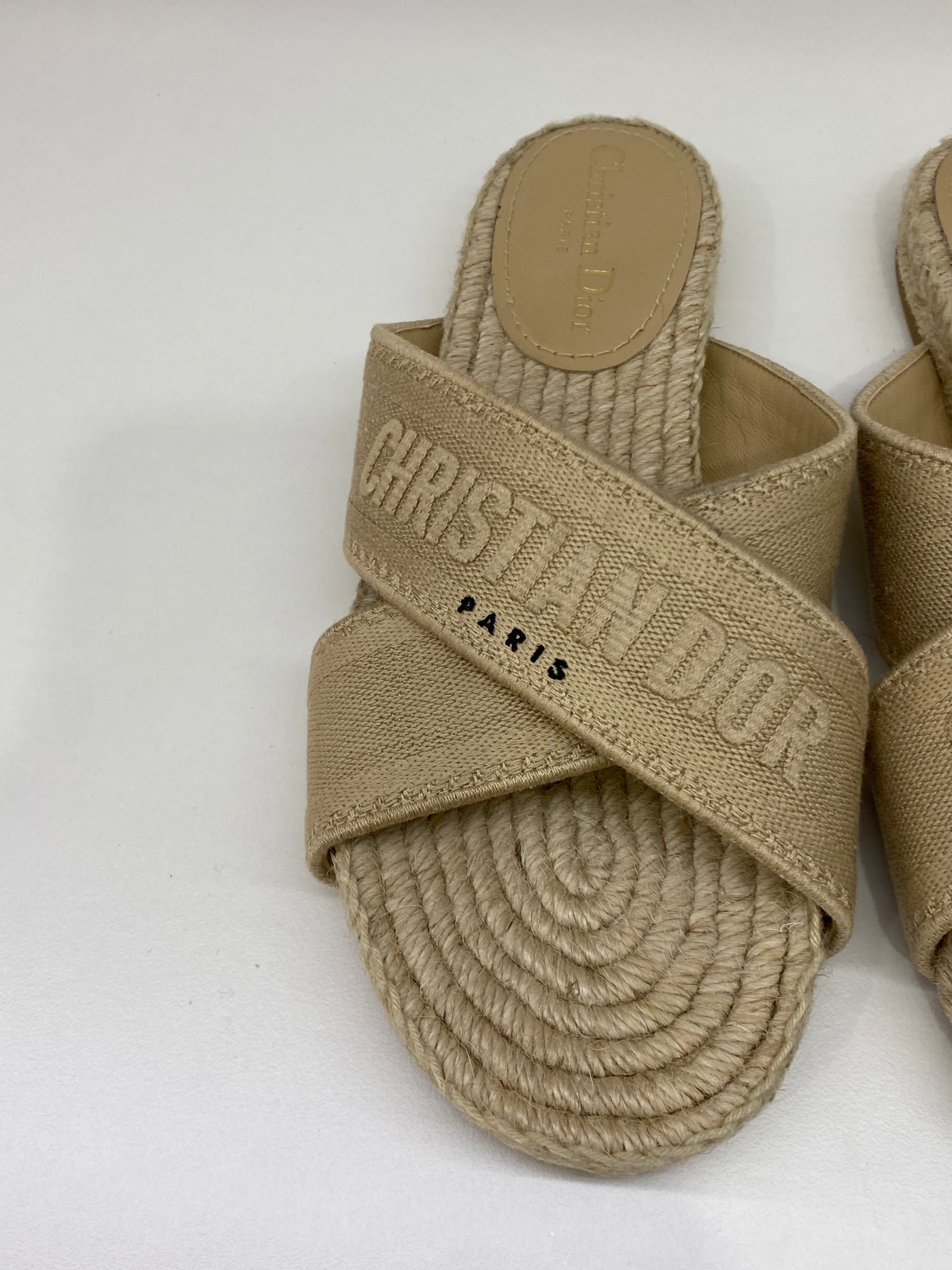 Christian Dior Sand Canvas Slides - Size 38.5