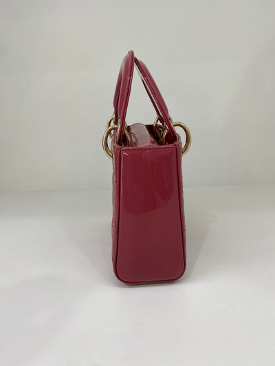 Christian Dior Lady Dior Small Rose Pink Patent