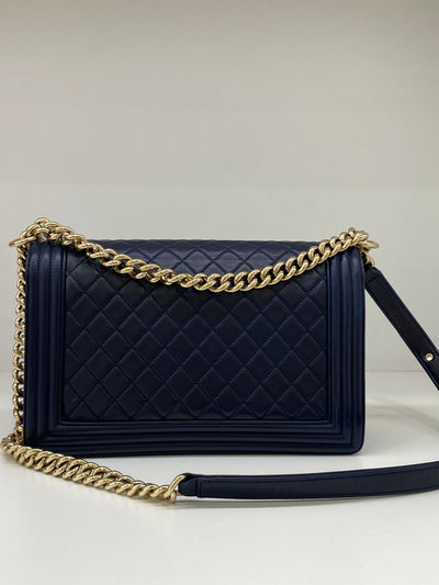 Chanel Boy Bag Navy Medium - GHW