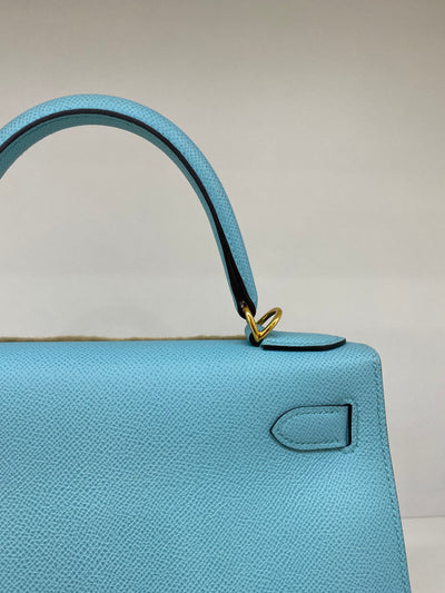 Hermes Kelly 28 Blue Atoll - Y Stamp GHW