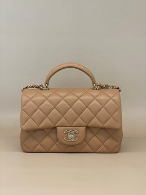 Chanel Top Handle Beige GHW