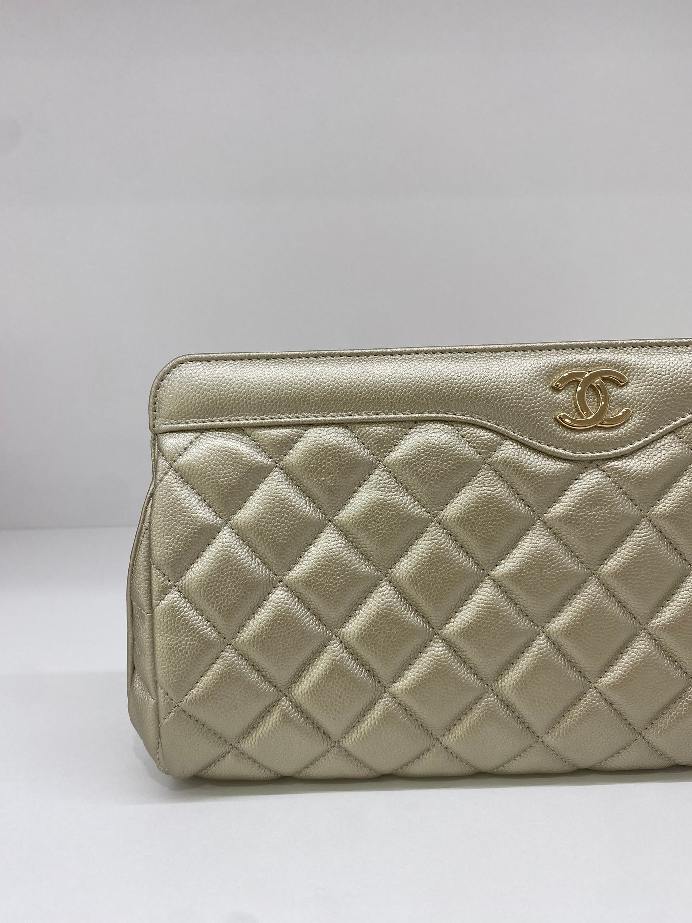 Chanel Gold Caviar Clutch