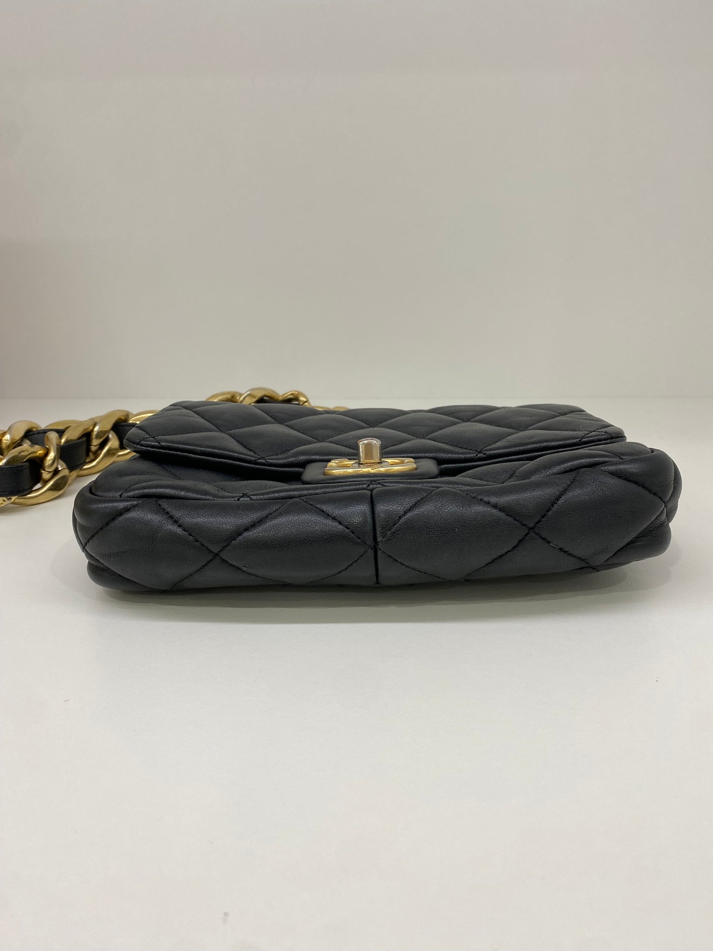Chanel Square Shoulder Bag Black GHW (microchip)