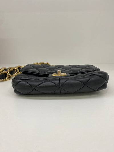 Chanel Square Shoulder Bag Black GHW (microchip)