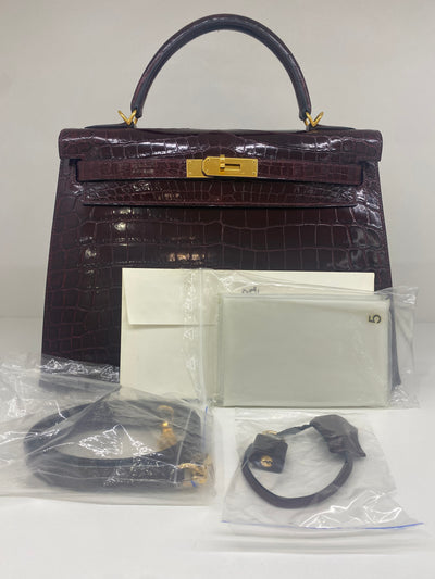 Hermes Kelly 32 - Shiny Alligator Bordeaux GHW 2014