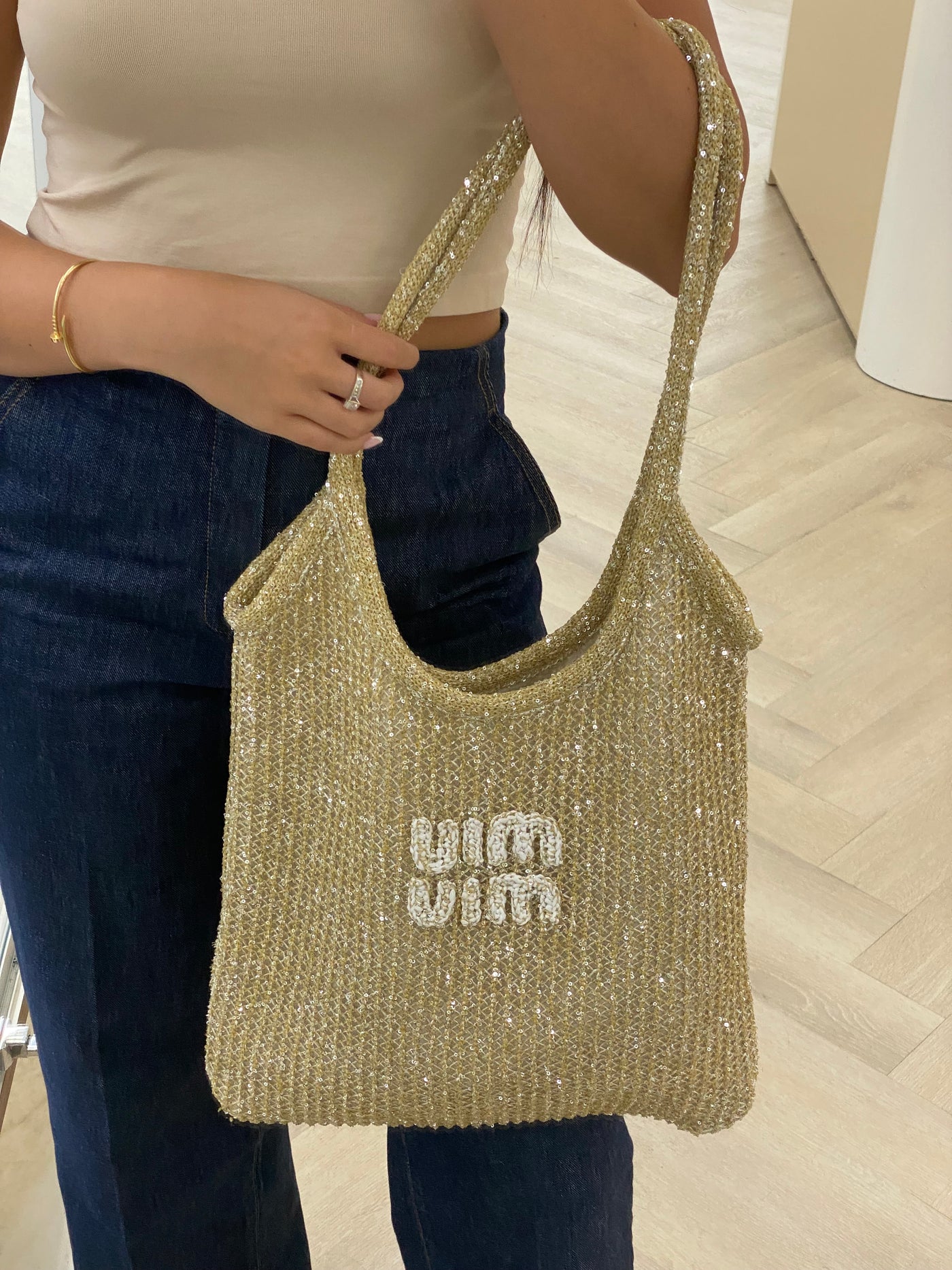 Miu Miu Gold Sequin Tote