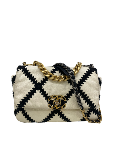 Chanel 19 Bag Large White/Black