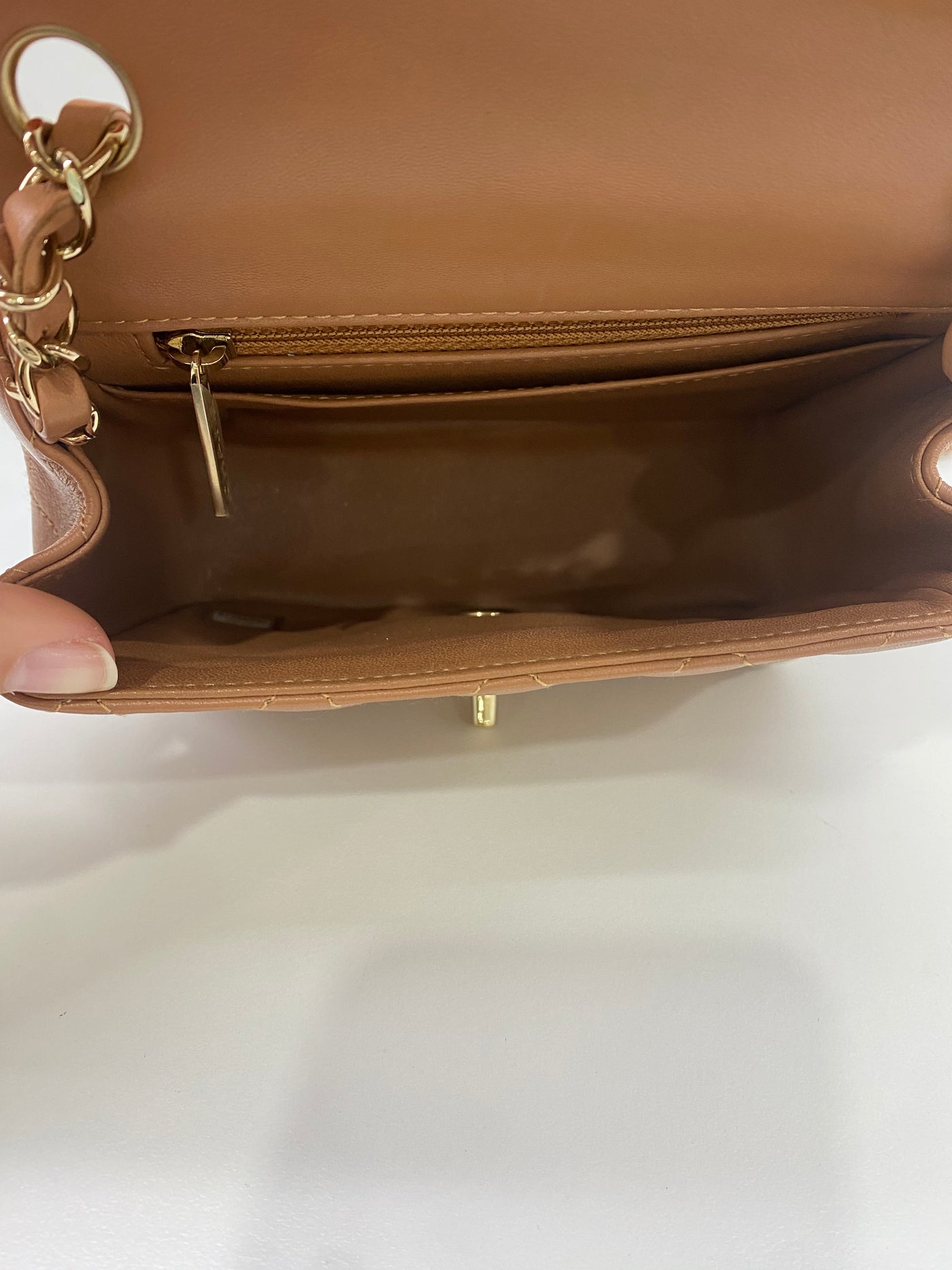 Chanel Mini Square Flap Brown Lambskin GHW