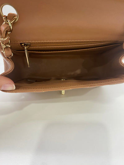 Chanel Mini Square Flap Brown Lambskin GHW