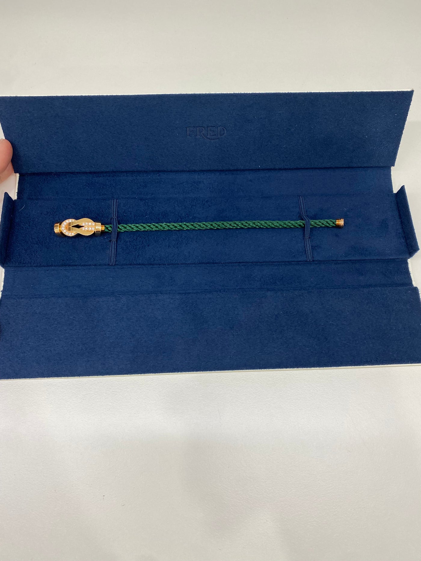 Fred Infinie Half Pave Diamond Bracelet Green RG