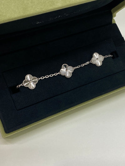 Van Cleef & Arpels 5 Motif Alhambra Bracelet White Gold