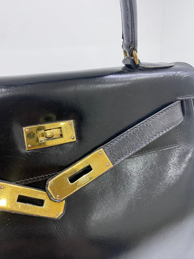 Hermès Kelly 28 Black Box Leather *Vintage*