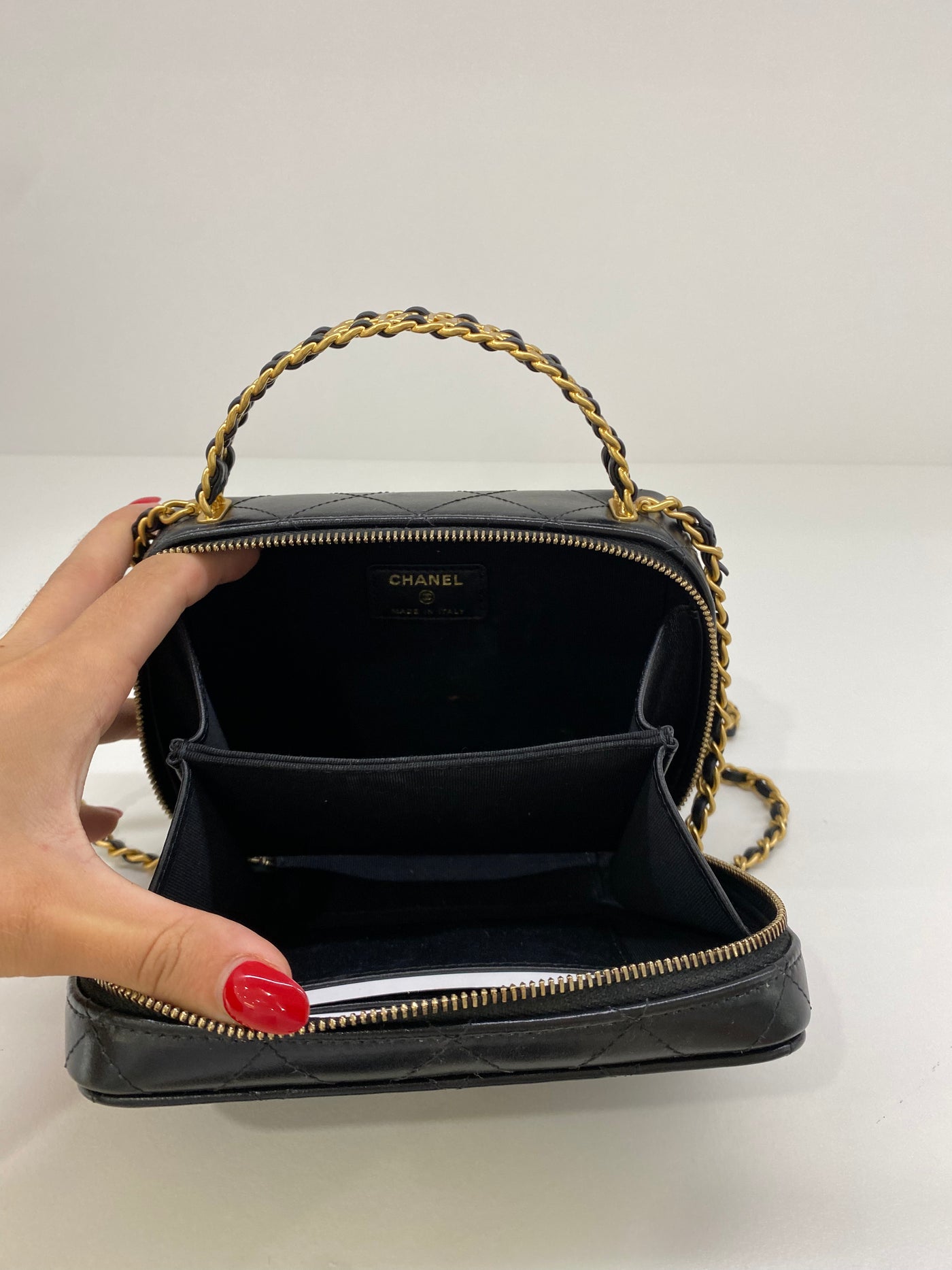 Chanel Vanity Top Handle Black Lambskin