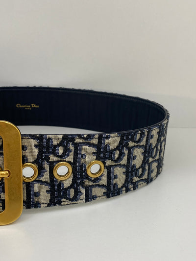 Christian Dior Belt Blue Oblique GHW