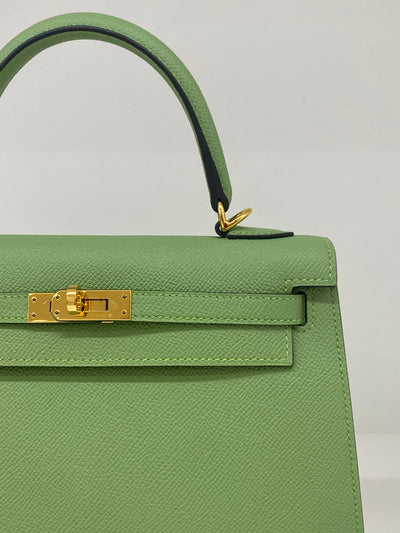 Hermes Kelly 25 Vert Criquet GHW - Y Stamp