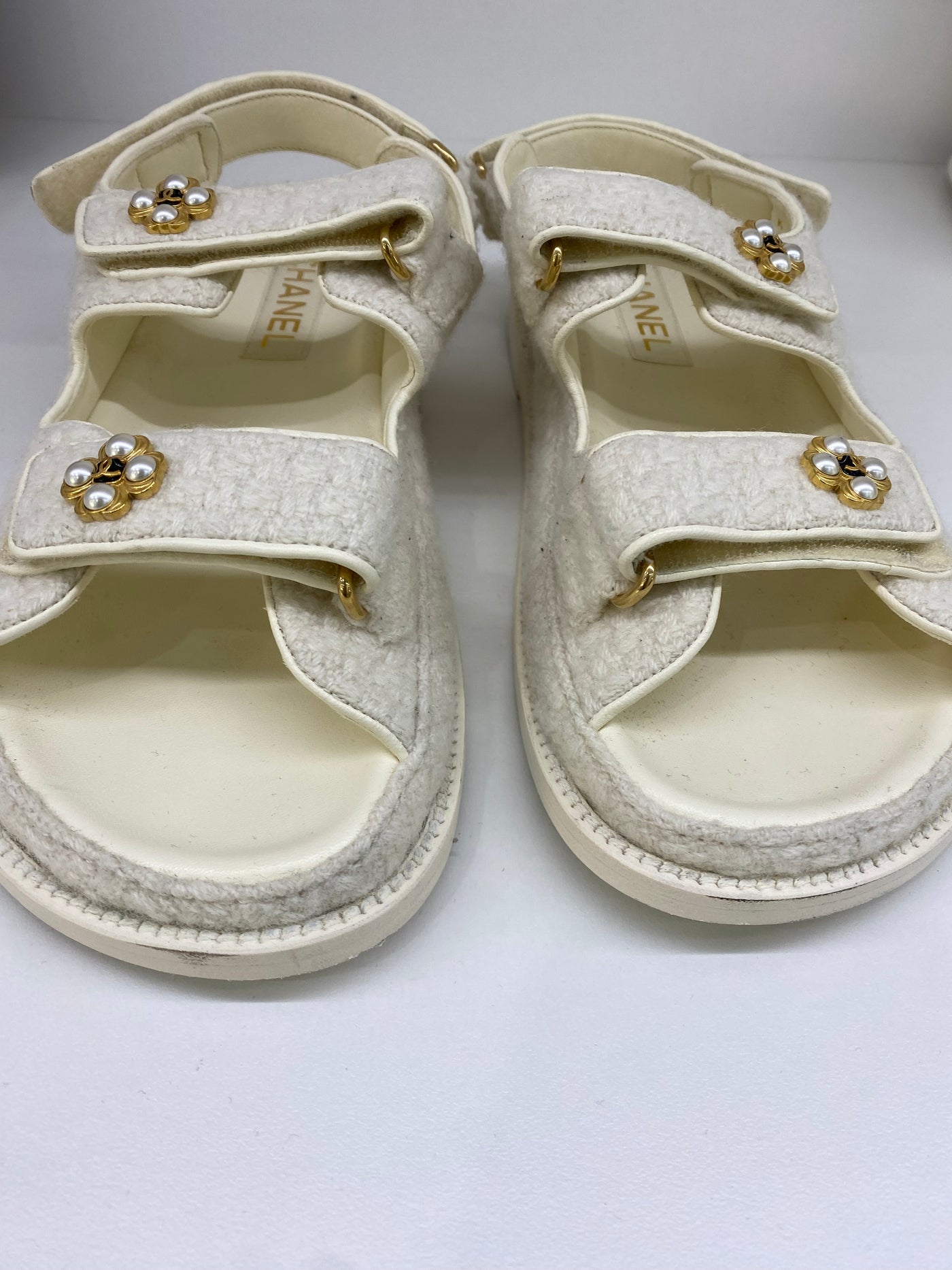 Chanel Dad Sandal Cream Tweed 39C