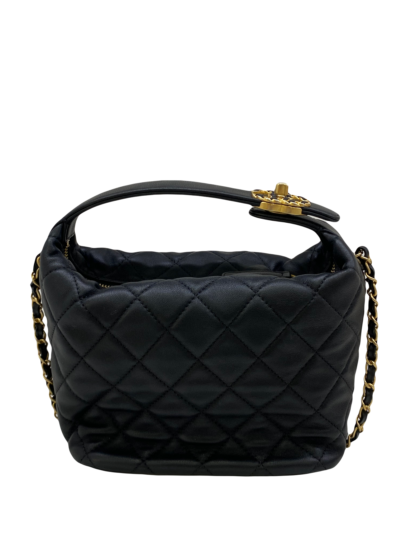 Chanel Hobo Quilted Black Bag GHW - microchipped