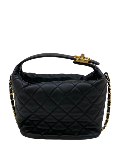 Chanel Hobo Bag Shoulder / Crossbody Black Lamb Skin Gold Metal 2022 Classic